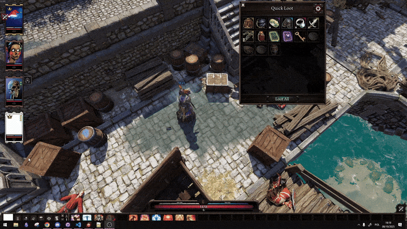 Example of new outlines in Quick Loot.