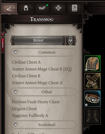 New transmog menu.